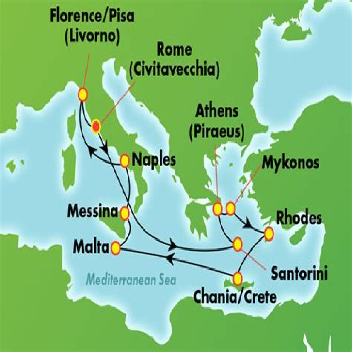 Best Cruises from Rome to Greece