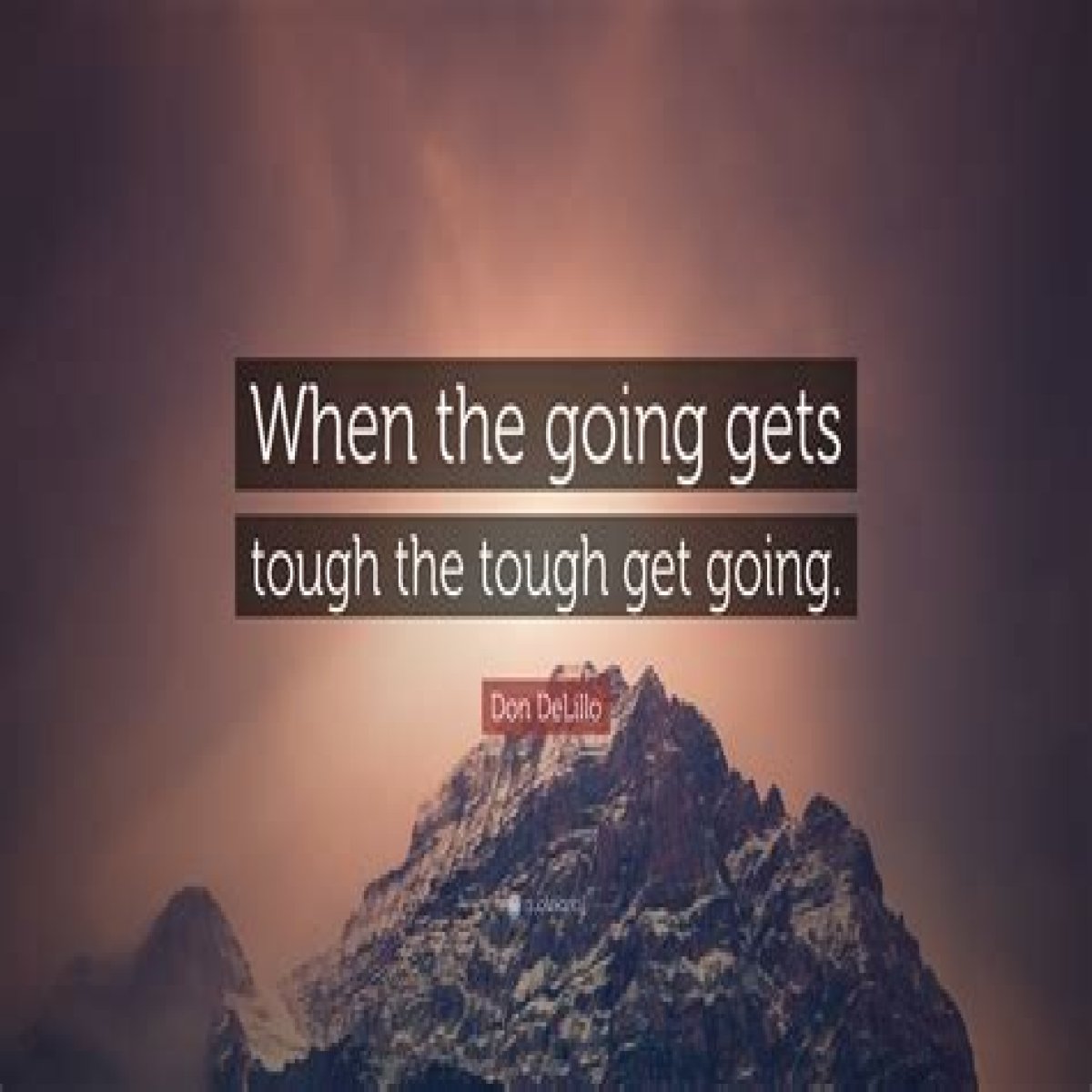 When the going ___ tough ...